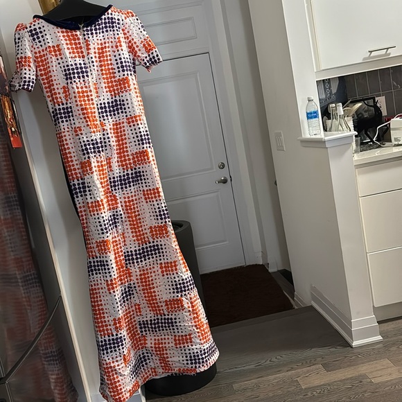 Vintage blue velvet pattern Maxi party dress Sz XL - Picture 7 of 15